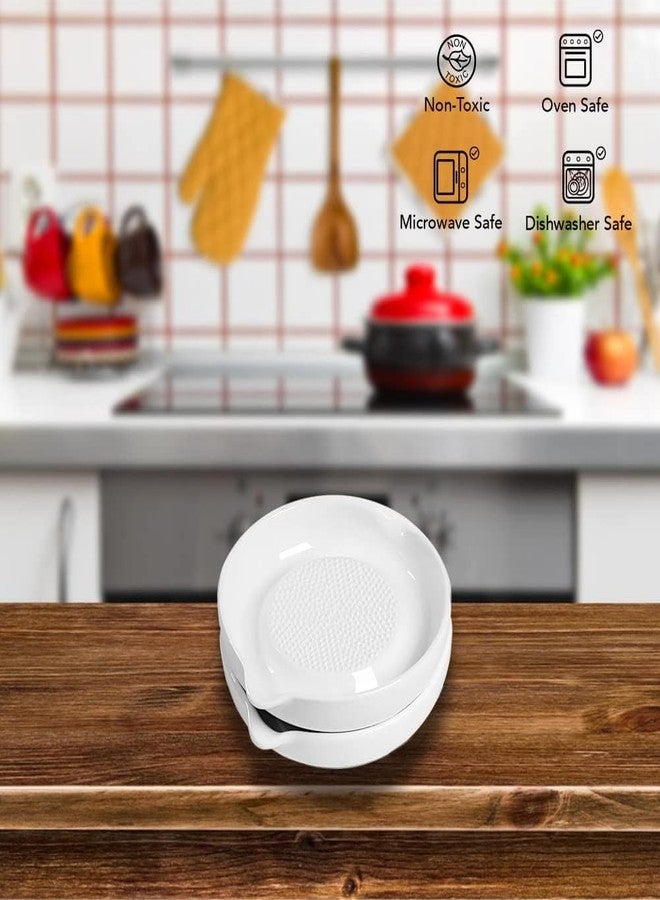 FEBLICH Ceramic Garlic Grater Plate with Brush Manual Crusher Grinder Tool for Ginger, Garlic, Turmeric, Nutmeg, Fruits & Vegetables Durable, Easy to Clean, Non-Slip Kitchen Utensil (Medium) - Image 2